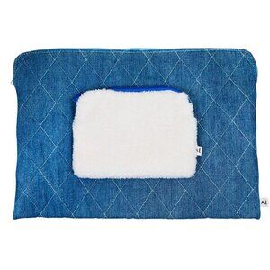 American Eagle Quilted Laptop Sleeve Sherpa Denim Bag Technology Zip Cabincore